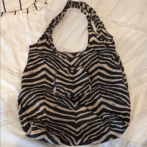 Coach Black and Cream Foldable Packable Shopper Tote